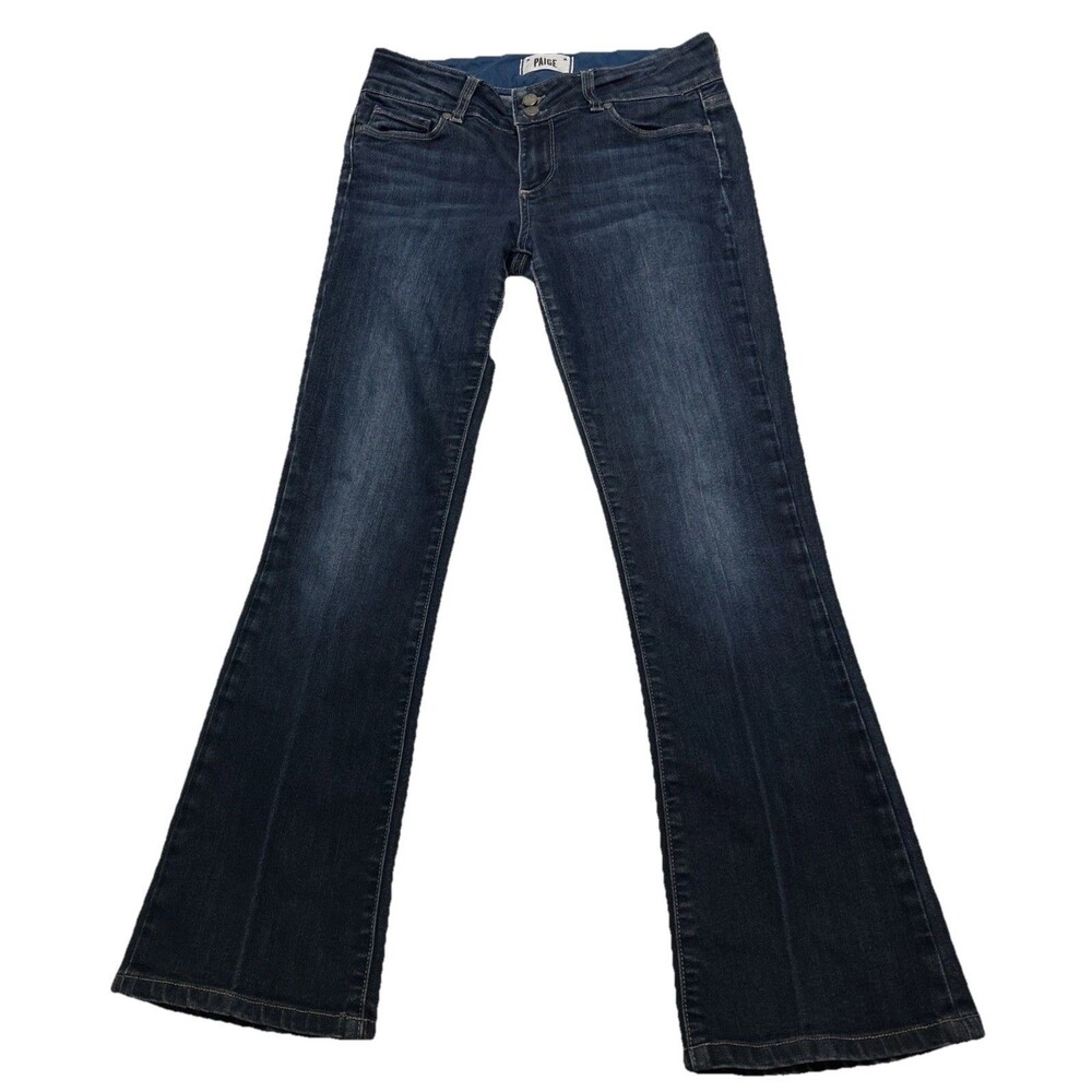 PAIGE Hidden Hills Bootcut Flare Jeans Dark Wash Double Button Stretch Sz 28 USA
